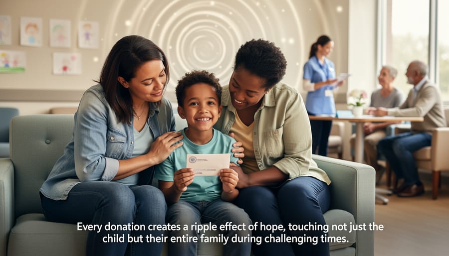 Adult hands gently holding child's hands in supportive gesture